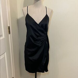 Zara Black Satin Effect Mini Dress Size M NWT